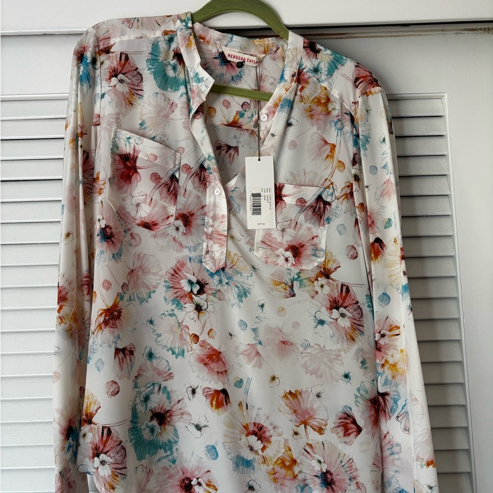 Rebecca Taylor Watercolor Floral Silk Blouse W